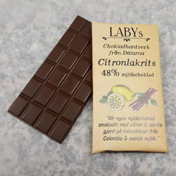 Citronlakrits, 48% mjölkchoklad