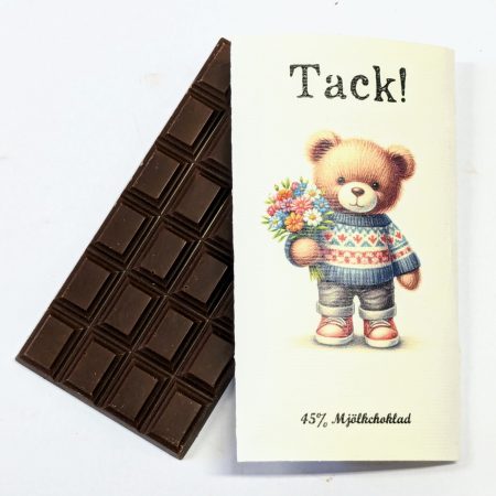 Tack! - Teddybjörn med blommor, 45% mjölkchoklad