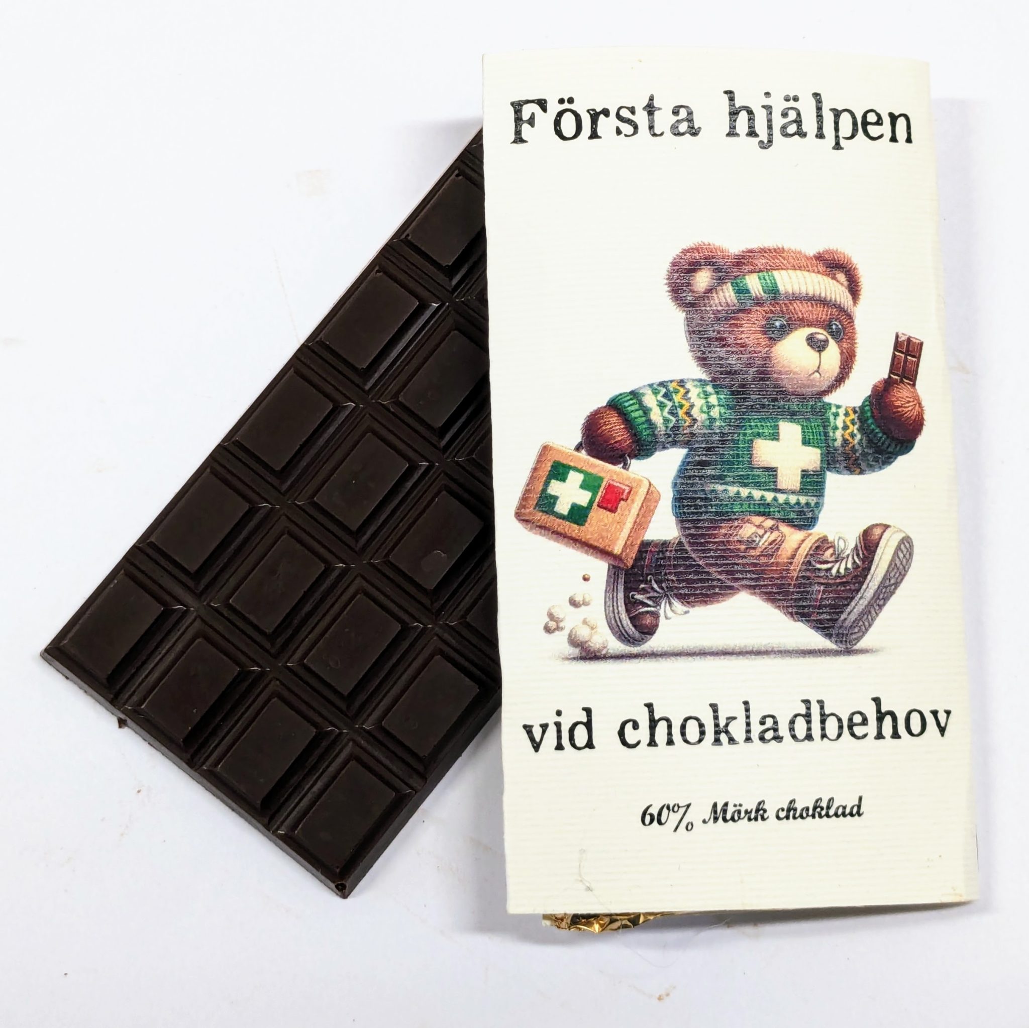 Första hjälpen Teddybjörn med choklad vid behov, 60 mörk choklad LABYs