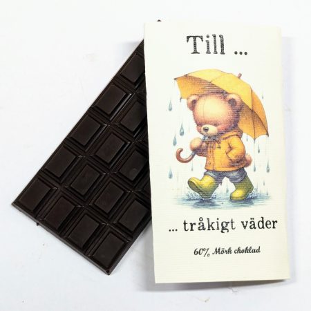 Tråkigt väder - Teddybjörn i regn, 60% mörk choklad