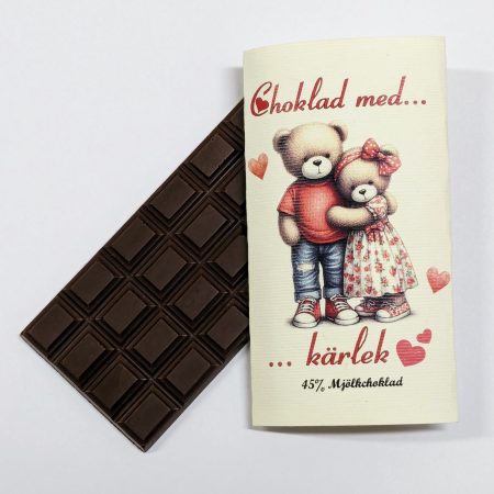 Choklad med kärlek, teddybjörnspar,  45% mjölkchoklad