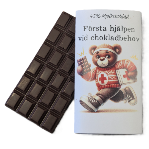 Första hjälpen – Teddybjörn med choklad vid behov, 45% mjölkchoklad